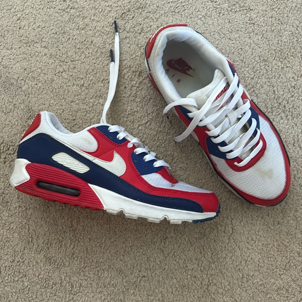 Red white and blue Nike Airmax 90s